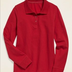 Old Navy Girls L/S Uniform Pique Polo Red Small
